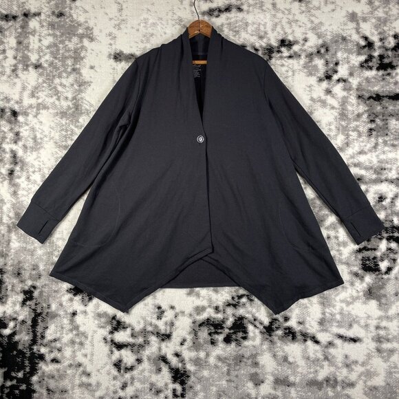 Cuddl Duds Comfortwear‎ Cardigan Womens Size Small Black Stretch Lounge - Picture 1 of 9
